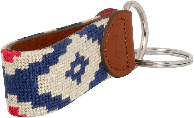 Leather Hand-Stitched Needlepoint Key Fob or Key Chain