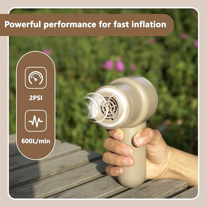 AIRSPIRIT Max Air Pump for Inflatables, Ultra-Fast 600L/min, 13.79Kpa Electric Pump, 2500mAh Rechargeable Portable Inflator for Large Inflatables, Boats, Pools, Vacuum Storage Bags