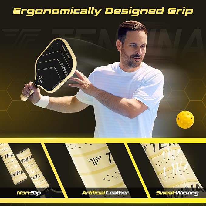 TENVINA Pickleball Paddles, Thermoformed T700SC Carbon Fiber Pickleball Paddle, Pickle Ball Paddle USAPA Approved with Dominant Power and Larger Sweet Spot