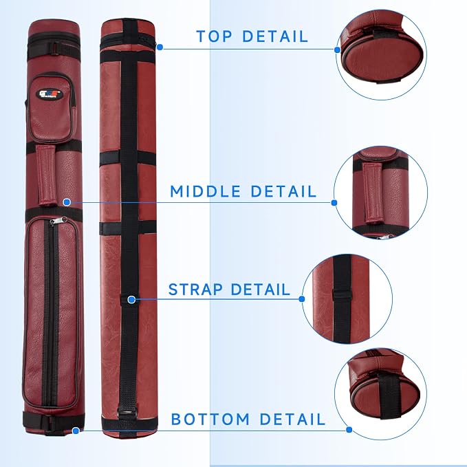 GSE Games & Sports Expert 2x2 Deluxe Hard Billiard Pool Cue Stick Carrying Case, Billiard Cue Case, Billiards Accessories (Several Colors Available)