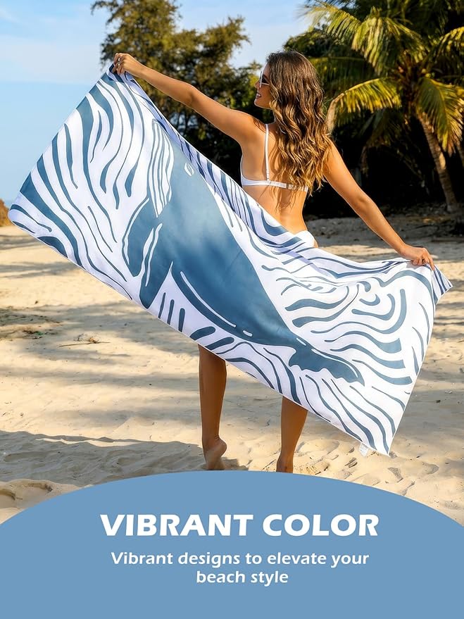 Eunzel 2 Pack Microfiber Beach Towel, Quick Dry Travel Towel Large Sand Free Towel for Beach, Camping, Swim Pool, Gym, Sports& Yoga 71"x32", Whale& Jellyfish