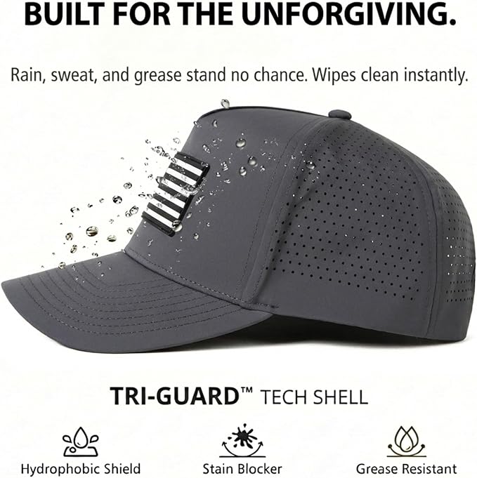 TOP-EX Performance Baseball Hat for Men Water Resistant Golf Cap Running Cooling Snapback Laser Perforated