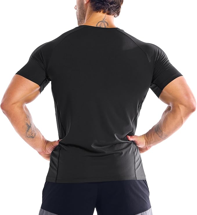 BROKIG Men Fitted Workout Gym Shirts-Lightweight Muscle T Shirts,Moisture Wicking Short Sleeve Tops for Running