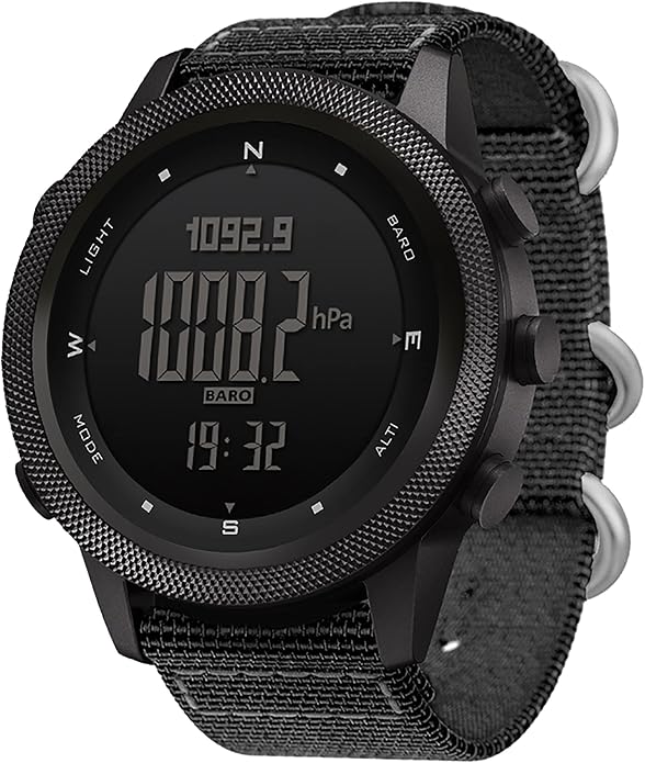 NORTH EDGE Apache Men’s Digital Tactical Watch, Outdoor Sports Watch with Compass, Altimeter, Barometer, Pedometer, Weather Trend, EL Backlight, 50M Water Resistant Hiking Watch