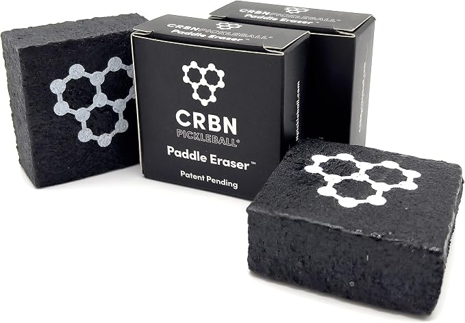 CRBN Pickleball - Paddle Eraser, Best Carbon Fiber Pickle Ball Racket Cleaner, Fast & Easy Rubber Bar to Remove Ball Residue, Dirt, & Minor Scrapes/Scratches - Choose 1 Pack or 2 Pack