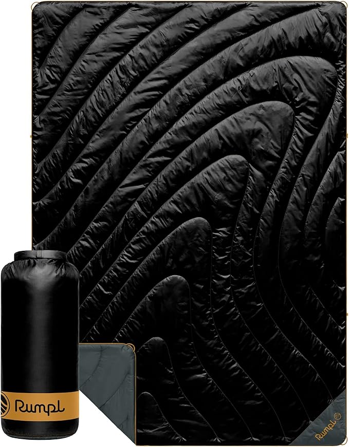 Rumpl Original Puffy 1-Person Blanket for Camping and Outdoors, Black