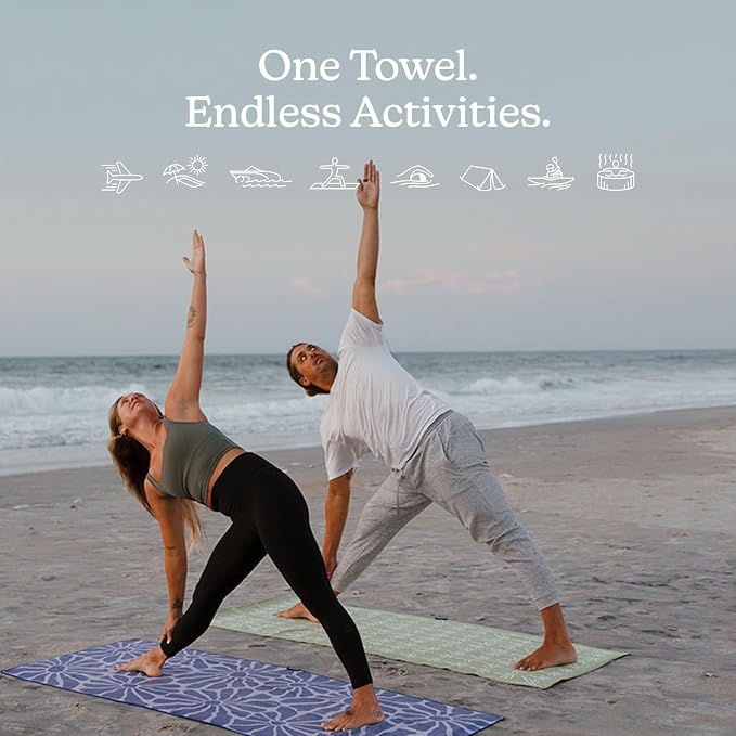 Nomadix Original Towel - Perfect for Beach, Pool, Travel, Camping, Yoga - Made with Recycled Materials - Super Absorbent - Sand Resistant - Breezy Palms Olive - 72.5x30
