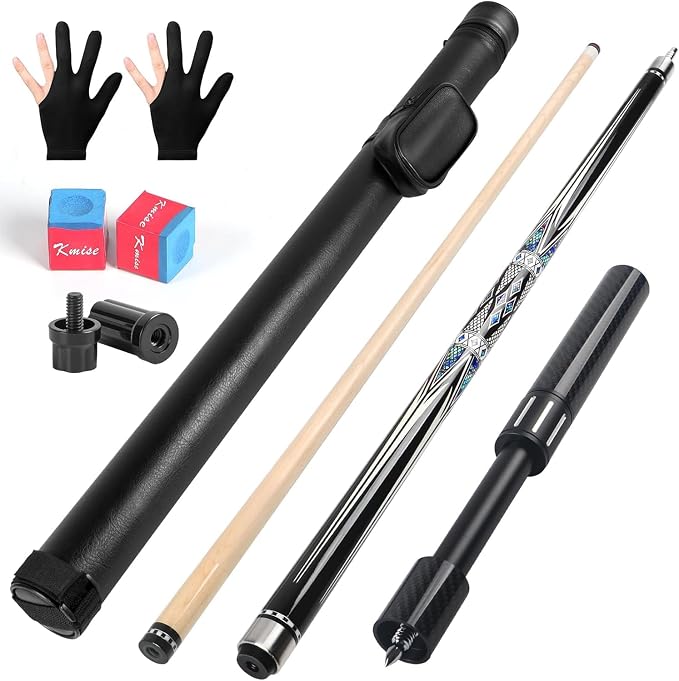 Kmise Professional Pool Cue Stick, 18 19 20oz Canadian Maple Cue Sticks, Low Deflection Shaft with Telescopic Extension Cue