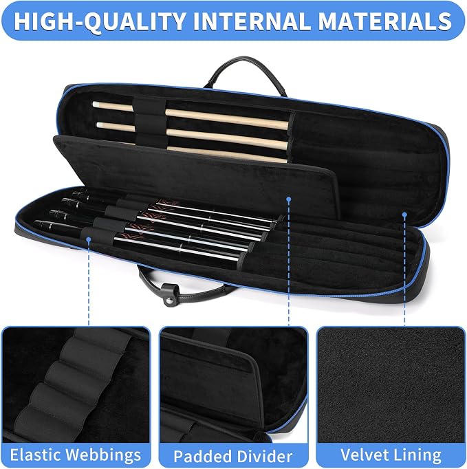 BOSSTIN Pool Cue Case, 3x4 / 5x5 Pool Stick Billiard Cue Accessories Soft Padded Bag Case