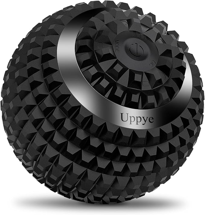 Uppye Vibrating Ball Massager, 4-Speed High-Intensity Fitness Lacrosse Ball, Mobility Ball for Workout Recovery, Deep Tissue Massager for Pain Relief and Trigger Point Treatment (Black)