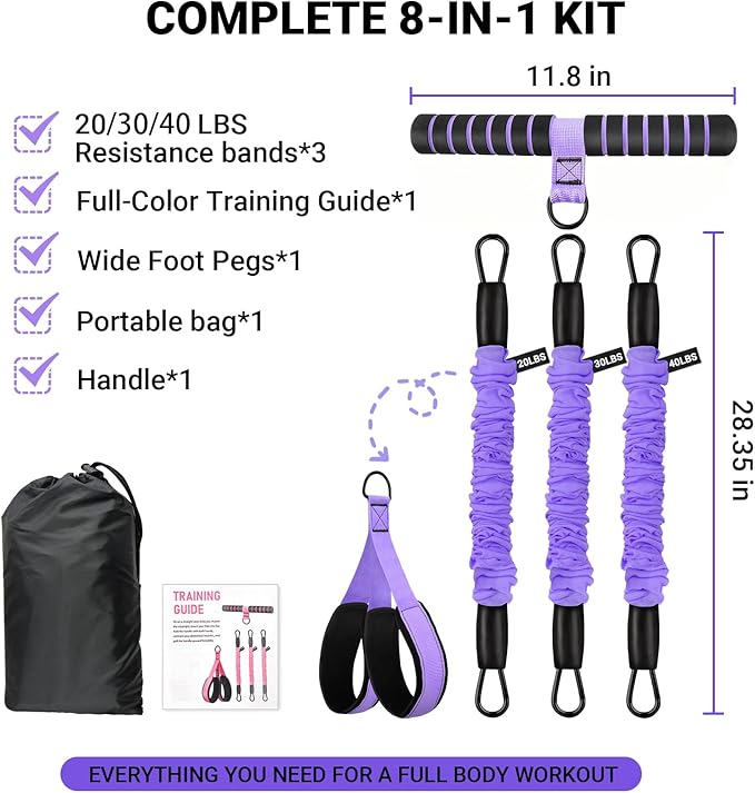 Pedal Resistance Bands with Handles, Adjustable Resistance Bands, Max 90Lbs
