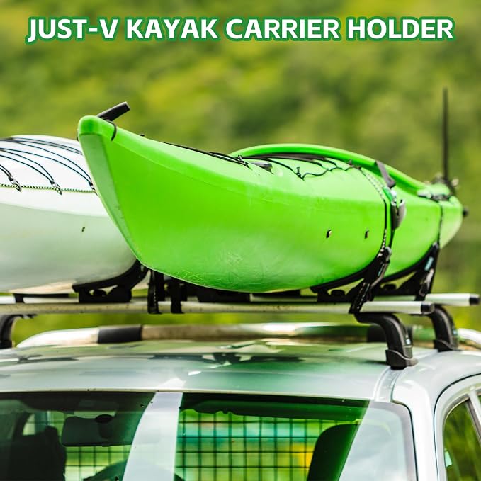 Just-V Steel Kayak Saddle Roof Racks Universal Car Roof Rack for Kayak Carrier Canoe Boat Paddle Board Surfboard Roof Top Mount on Car SUV Truck Crossbar