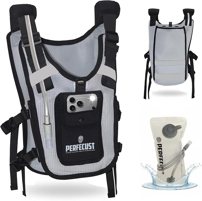 Running Hydration Vest with POV Camera Phone Pocket — Includes 1.5L Water Bladder — Zero-Bounce Stability, Adjustable Straps — Lightweight Reflective Hiking Backpack for Women & Men