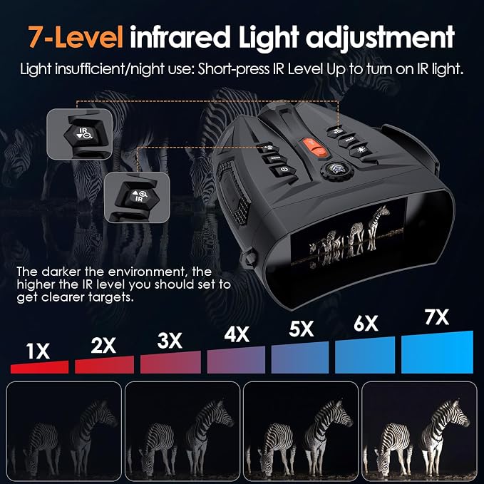 Night Vision Goggles, 4K Night Vision Binoculars for Adults with 10X Digital Zoom, 7-Level IR, 5000mAh Rechargeable Battery, 4'' HD Screen, Flashlight & 32GB TF Card for Hunting, Camping, Security