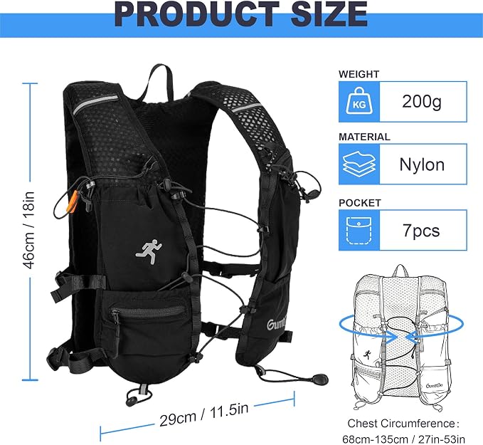 Running Vest with Adjustable Chest Straps for Women Men Hydration Vest for Marathon Jogging Hiking Cycling