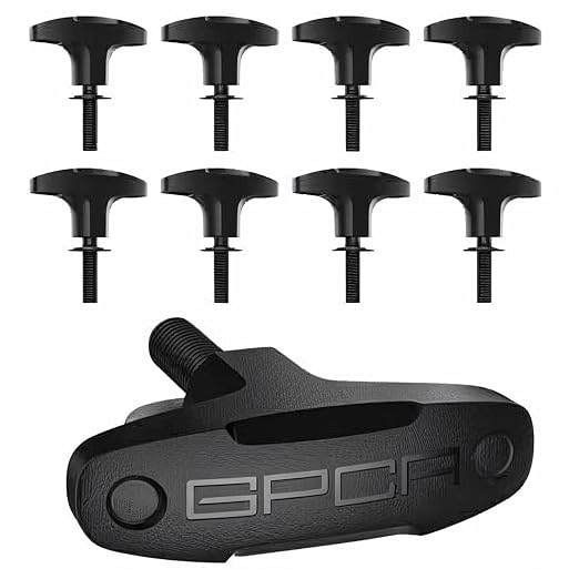 Quick-Release Tie Down GP Anchor/T-Handle Bolts Set, Tie Down Anchor for Fast Jeep Top Removal Lift, Heavy-Duty Tie Downs for Ford Bronco Models, Patented, Black, 8 Packs - GPCA