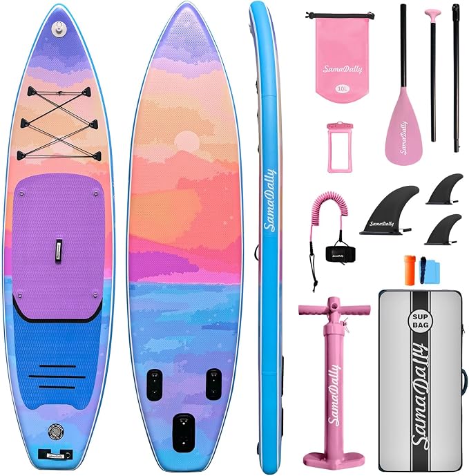 Inflatable Stand Up Paddle Board - Ultra Stable Wide Paddle Boards of All Skill Levels, Full-Color Gradient Design, Anti-Slip EVA Deck with Premium Accessories