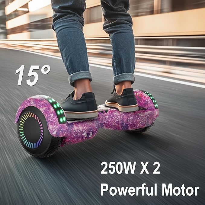 Kids Scooter with Bluetooth Speaker & Corlorful LED Lights, Dual 250W Motor 7.5 Mph Speed, Gifts for All Ages