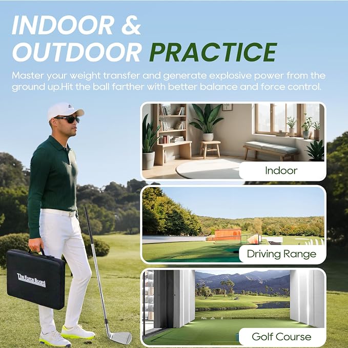 Golf Pressure Plate Training Aid, Adjustable Weight Shift Balance Board, Boost Swing Speed, Power & Consistency, Golf Swing Tempo Training Tool, Indoor/Outdoor Practice & Golf Training Aids