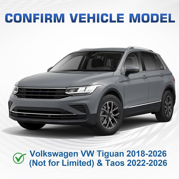 Roof Rack Cross Bars Compatible with Volkswagen VW Tiguan 2018-2026 (Not for Limited)&Taos 2022-2026, 300LBS Heavy Duty Adjustable Aluminum Cargo Bar for Rooftop Carrier, Cross Bars for Luggage, Kayak