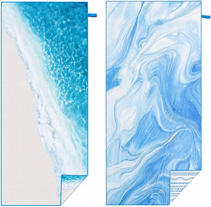 2 Pack Microfiber Beach Towel 71"x32" Quick Dry Sand Free and Absorbent Suitable for Beach Swimming Pool Vacation Travel and Camping