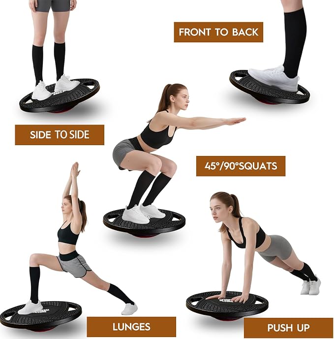 Energi Core Balance Board for Standing Desk and Core Workout - Anti-Slip Surface - Black, Green