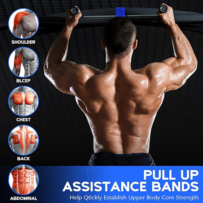 HOXWC Pull Up Assistance Bands, Adjustable Heavy Duty Resistance Band for Pull Up, 3 Pull Up Bands, Comfortable Fabric Feet/Knee Rest, Assistance Bands for Pull-Up, Home Fitness, Body Stretching