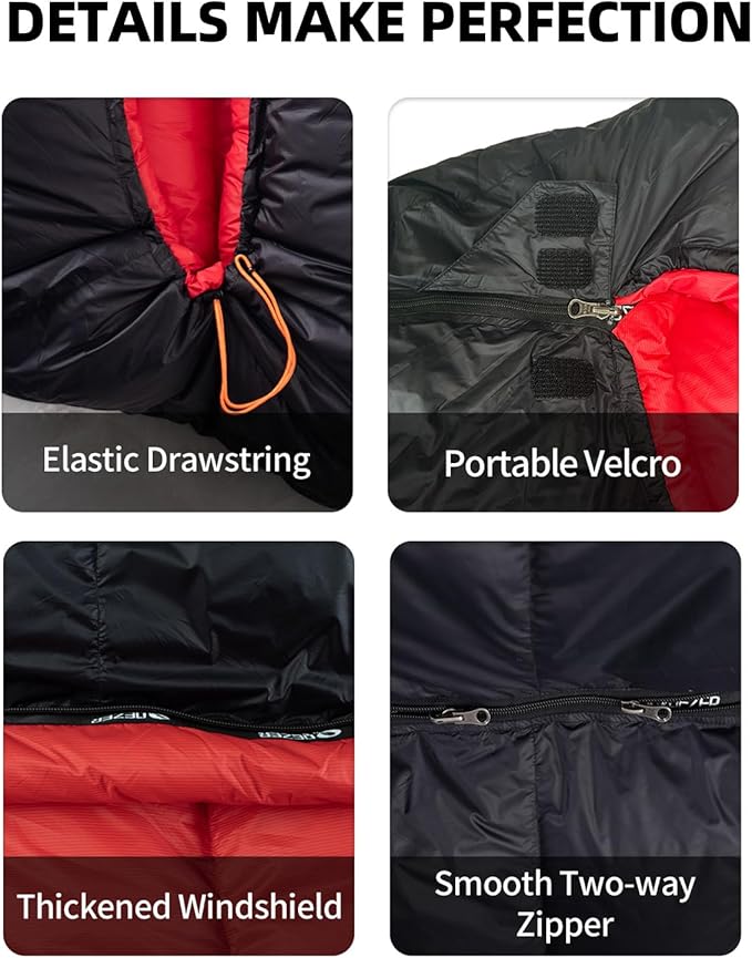 Down Sleeping Bag for Adults 620 Fill Power 0 Degree Sleeping Bag Cold Weather Ultralight with Pouch for Backpacking, Camping, Hiking
