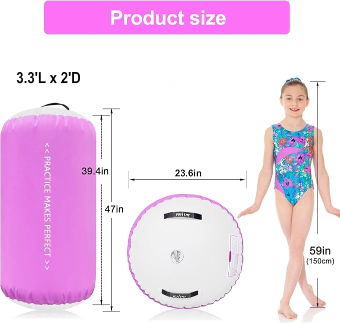 VOFiTNY Inflatable Gymnastics Air mat Tumbling Track with Air Barrel Octagon Mat with Pump for Home/Gym