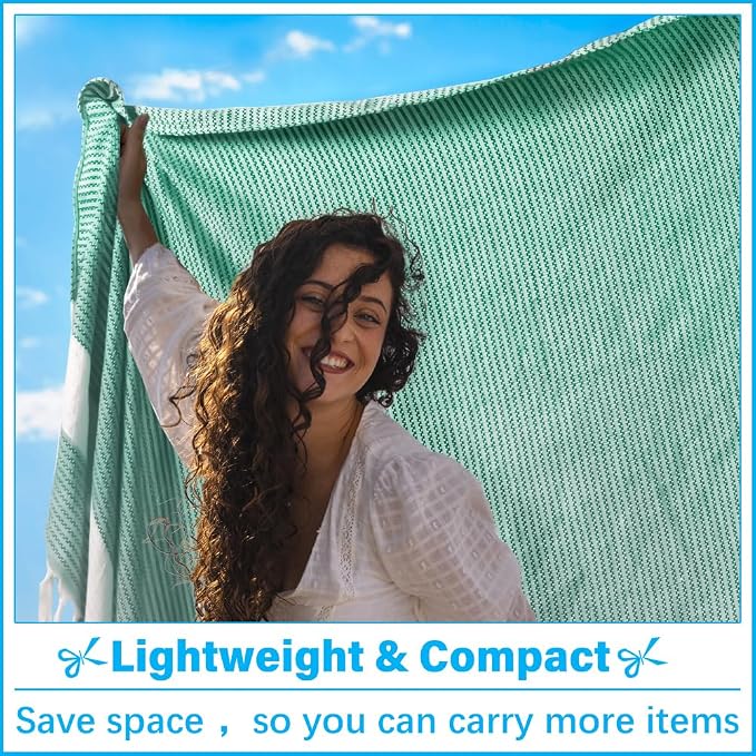Vikumond Oversized Turkish Beach Towel Blanket XXL Cotton Sandproof Towels Boho Woven Extra Large Big Sand Free Giant Throw Blankets Huge Quilt XL Picnic Camping Necessities Cloud for Adult Gifts