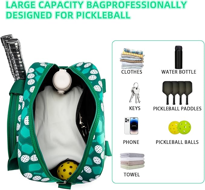 ROYALFAIR Pickleball Bag, Pickleball Tote Bag Large Capacity Adjustable Shoulder Strap for Pickleball Paddle Shoulder Bag, Made of neoprene, Has insulation and waterproof function ﻿