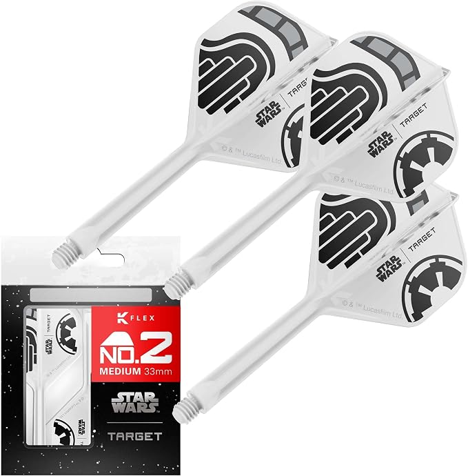 Target Darts Star Wars Storm Trooper K Flex Integrated Dart Flights & Shafts | Storm Trooper Pack of 3 K-Flex, No.2 & No.6 | Short, Intermediate & Medium Disney K-Flex Accessories