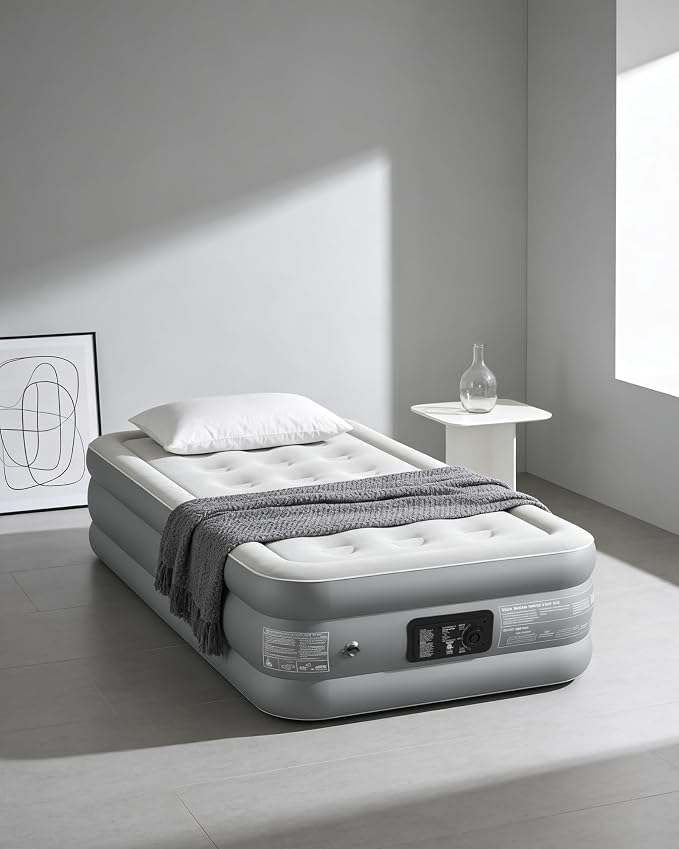 air Mattress, 18-inch Thickened Twin air Mattress, Suitable for Home use, Camping and Travel, Features Quick Inflation and deflation to Save You time (Dark Gray, Twin)