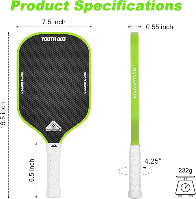 Carbon Fiber Pickleball Paddles Set of 2, with Balls, Bag & Grip Tape | Carbon Fiber Paddles with Honeycomb Core Deliver Spin, Control and Comfort for All Skill Levels