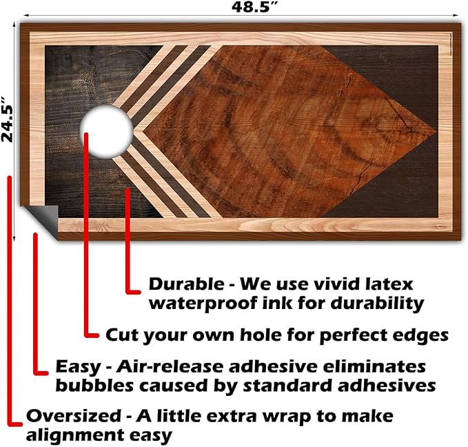 Cornhole Board Wraps & Skins – Corn Hole Decals, Geometric Wood, Set of 2 | Modern geometric wood-plank design fits 2x4 regulation cornhole boards – weatherproof vinyl skins & stickers for both boards