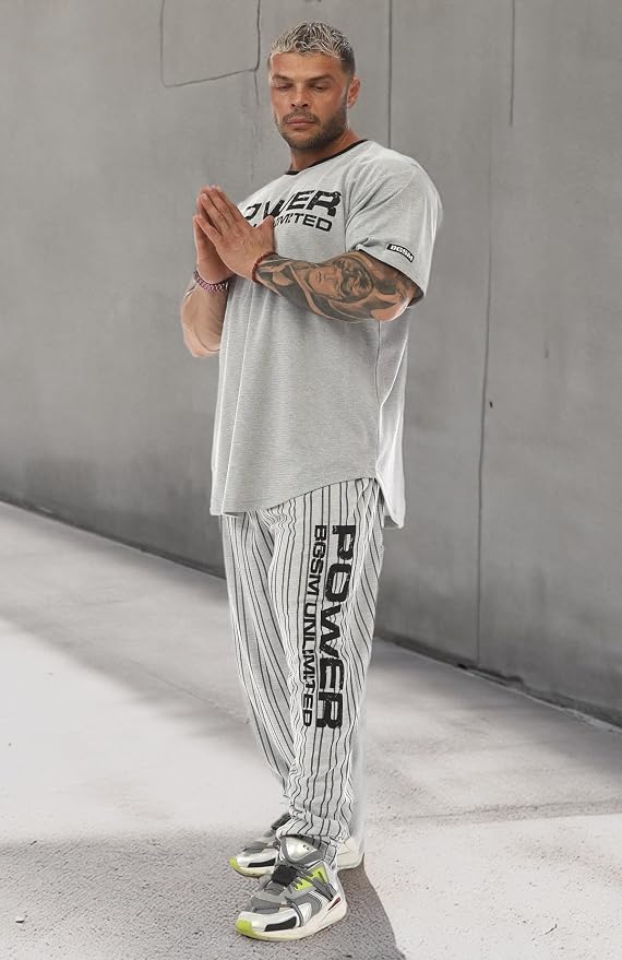 Men's Oversize Gym Fitness and Bodybuilding T-Shirt, Cotton O-Neck Lifestyle Top