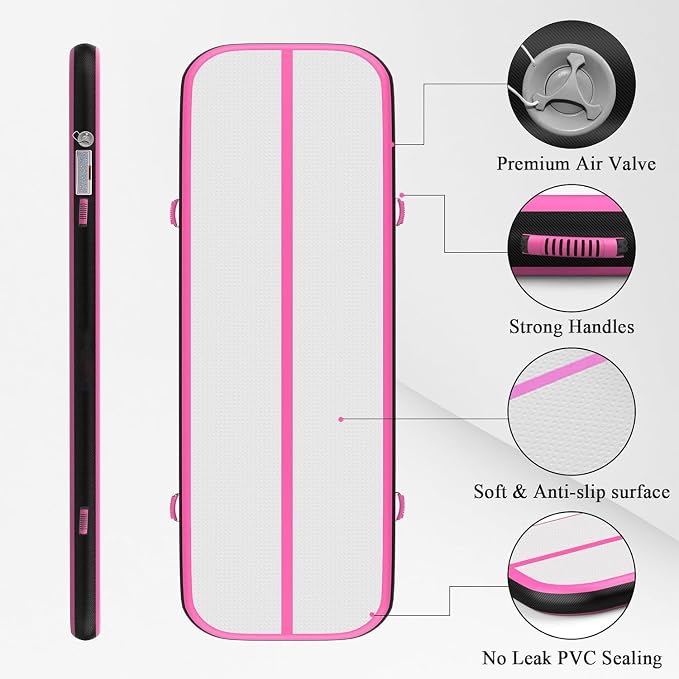 Estgora Gymnastics Mat for Tumbling Tumble Track, Thick Inflatable Gymnastic Training Equipment For kids At Home Gym Cheerleading with Electric Pump