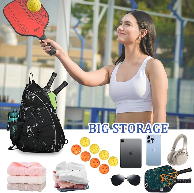 Goloni Pickleball Sling Bag for Men Women, Lightweight Pickleball Backpack with Fence Hook