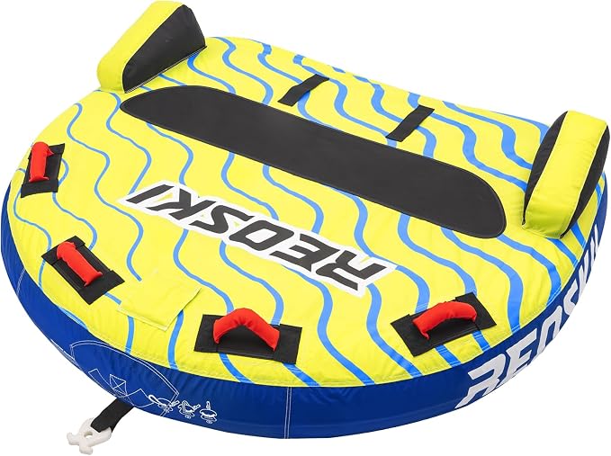 Towable Tubes for Boating 2-3 Person, Heavy Duty Boat Tubes and Towables, Inflatable Water Tubes for Boats to Pull with Fins, Drainage, Quick Connector, Large Capacity