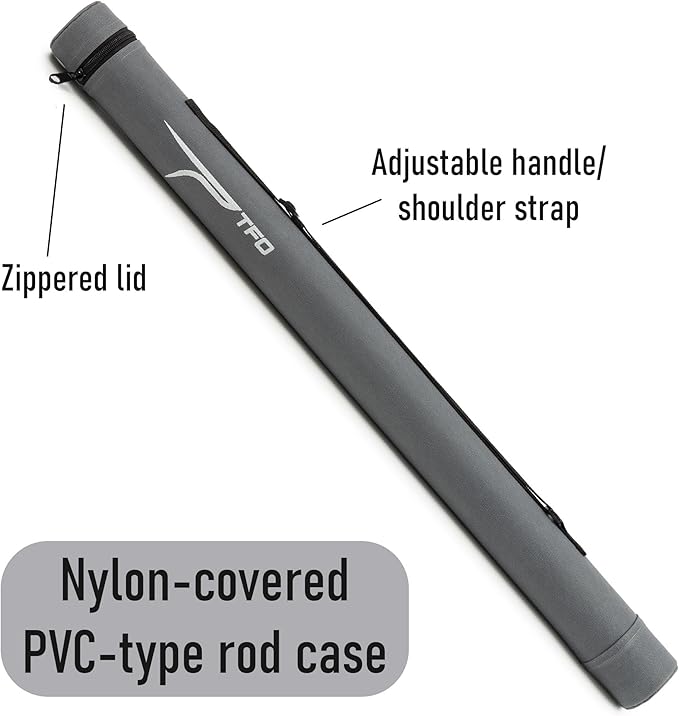 Temple Fork Outfitters Circular Lightweight Durable Portable Protective Rod Case with Zippered Lid, Adjustable Handle & Shoulder Strap | Rod Tube for Fishing Tackle Storage