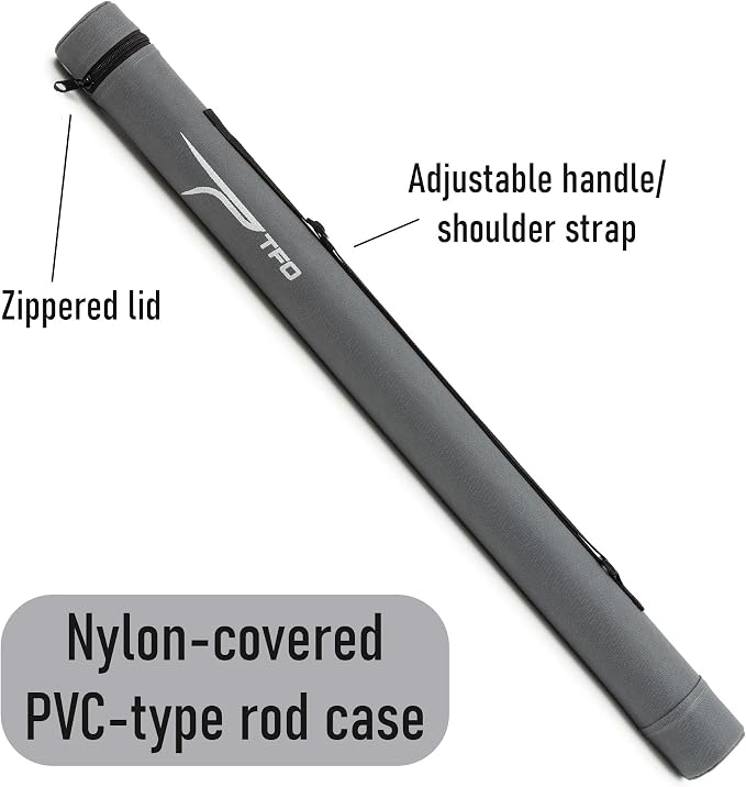 Temple Fork Outfitters Circular Lightweight Durable Portable Protective Rod Case with Zippered Lid, Adjustable Handle & Shoulder Strap | Rod Tube for Fishing Tackle Storage