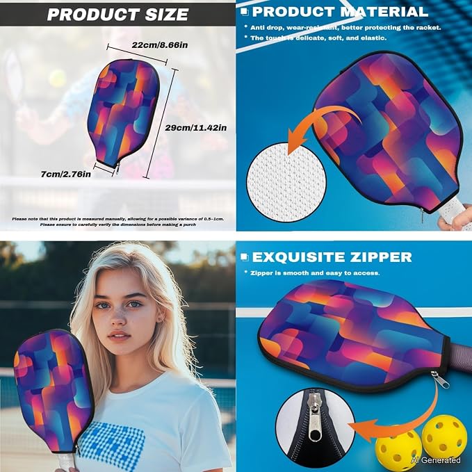 Pickleball Paddles Set 3PCS Pickleball Paddle Case Pickleball Racket Pickleball Bag Ideal for Beginners Gifts