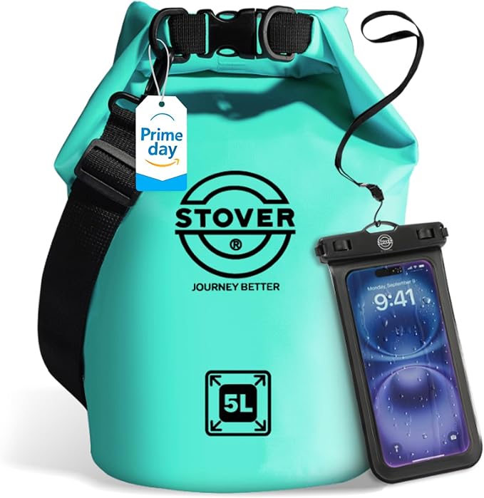 STOVER 5/10/25/30/40/55L Waterproof Dry Bag- Roll-Top Backpack w/Phone Case- Kayaking, Hiking, Camping, Boating- Men/Women