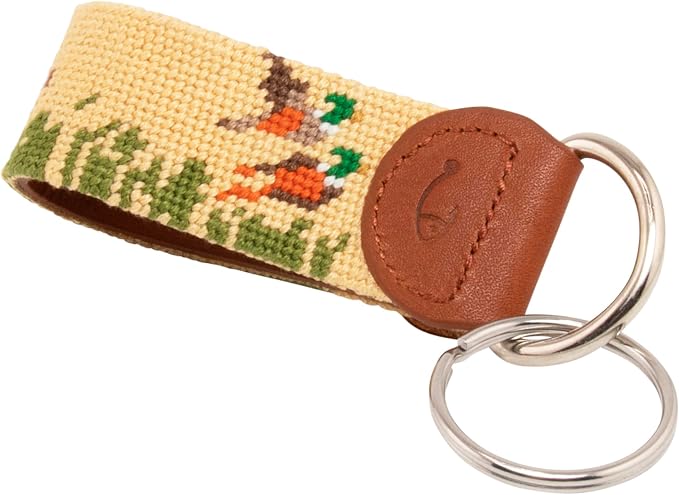 Leather Hand-Stitched Needlepoint Key Fob or Key Chain