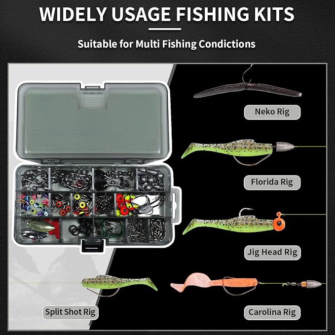 GOTOUR 128/209/240/265pcs Fishing Lures Kit with Tackle Box, All-in-1 Fishing Accessories Gear Set with Soft Lure, Minnow, Crankbait, Hooks, Sinkers, and Terminal Tackle Kit, Fishing Gifts for Men