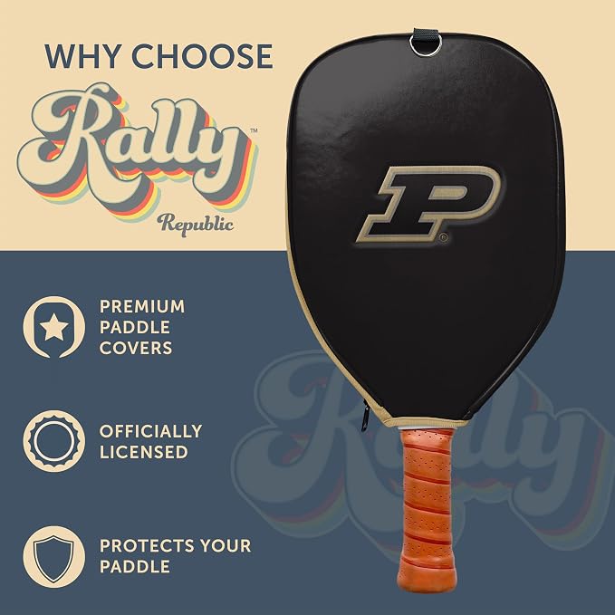 Officially Licensed Collegiate Pickleball Paddle Cover - Lightweight PU Leather Material - Durable Foam Interior Protection with Zippered Closure - Fits Most Paddles on the Market