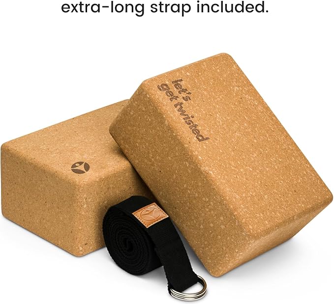 Cork Yoga Blocks 2 Pack – High Density Non Slip with Select Cork Grain for Chip-Resistant Durability | Extra Thick 4” for Support & Stability | Natural, Smooth, and Crumble Free | Body By Yoga