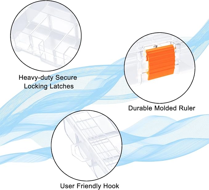 LARIPOP 2-Pack 3600 Fishing Tackle Boxes, Clear Plastic Storage Trays with Adjustable Dividers, Organizer for Lures, Hooks, Sinkers, Jigs & Fishing Accessories