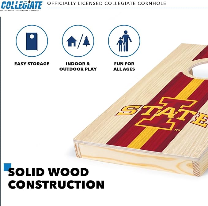 Wild Sports College Portable Size 1' x 2' Solid Wood Cornhole Set with Direct Print HD Team Graphics – Travel Size