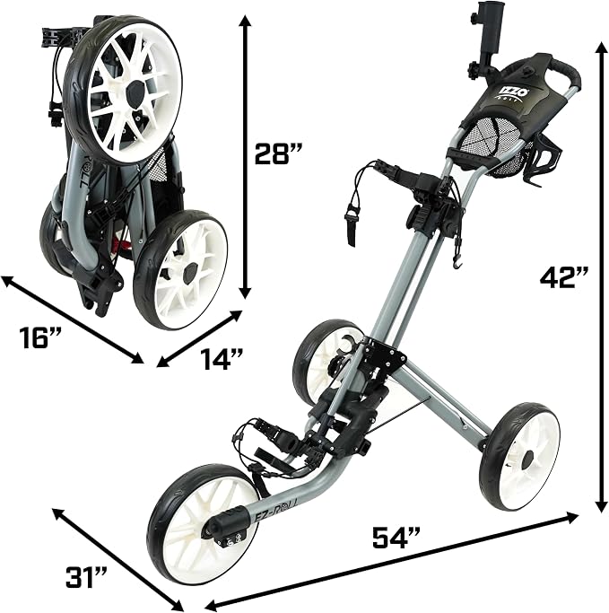 Izzo Golf EZ-Roll 3 Wheel Push Cart - Golf 3 Wheel Push cart